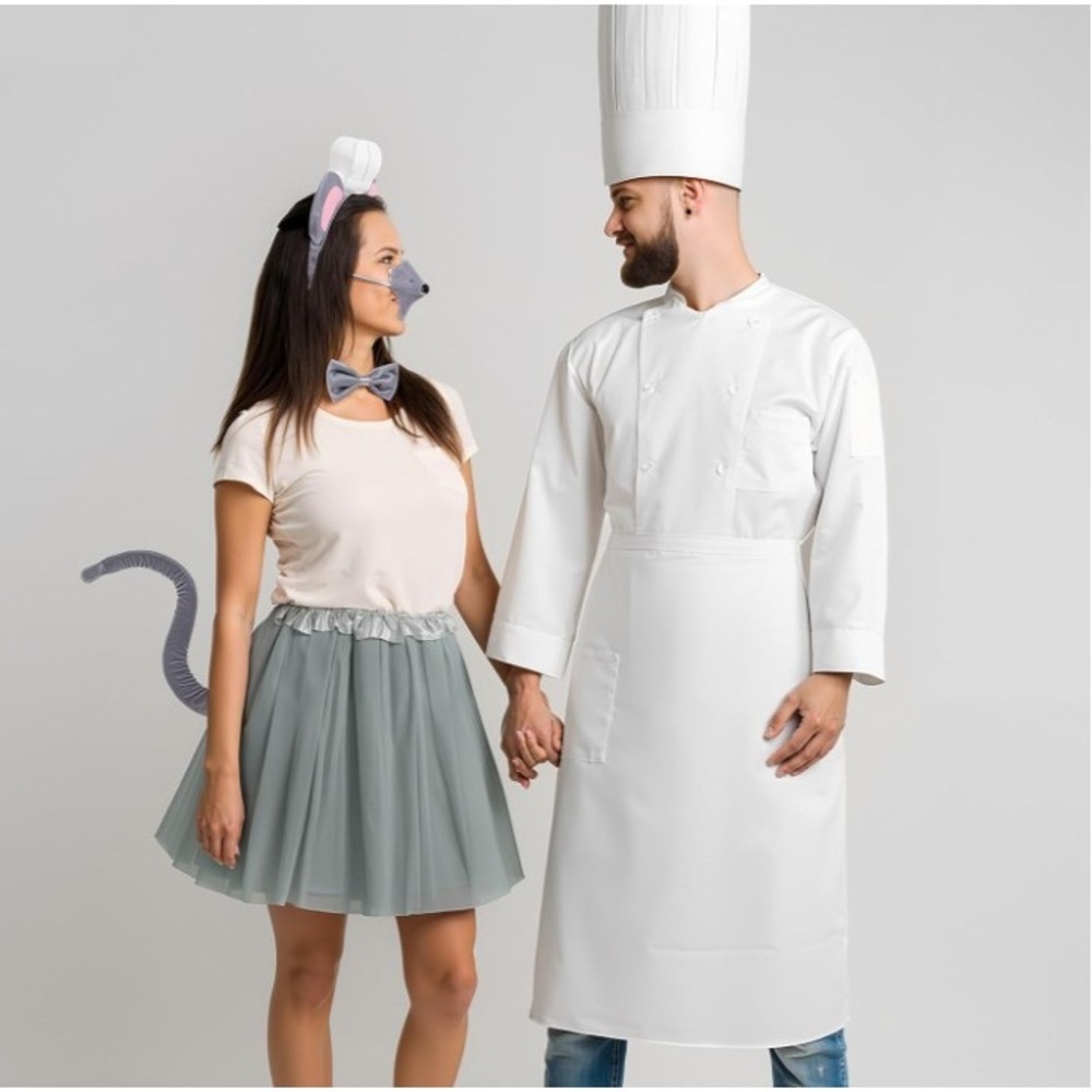 10 Pcs Adult Couple Mouse Chef Costume W/ Accs. Mouse Tutu M & Chef Outfit 3XL - Picture 4 of 7